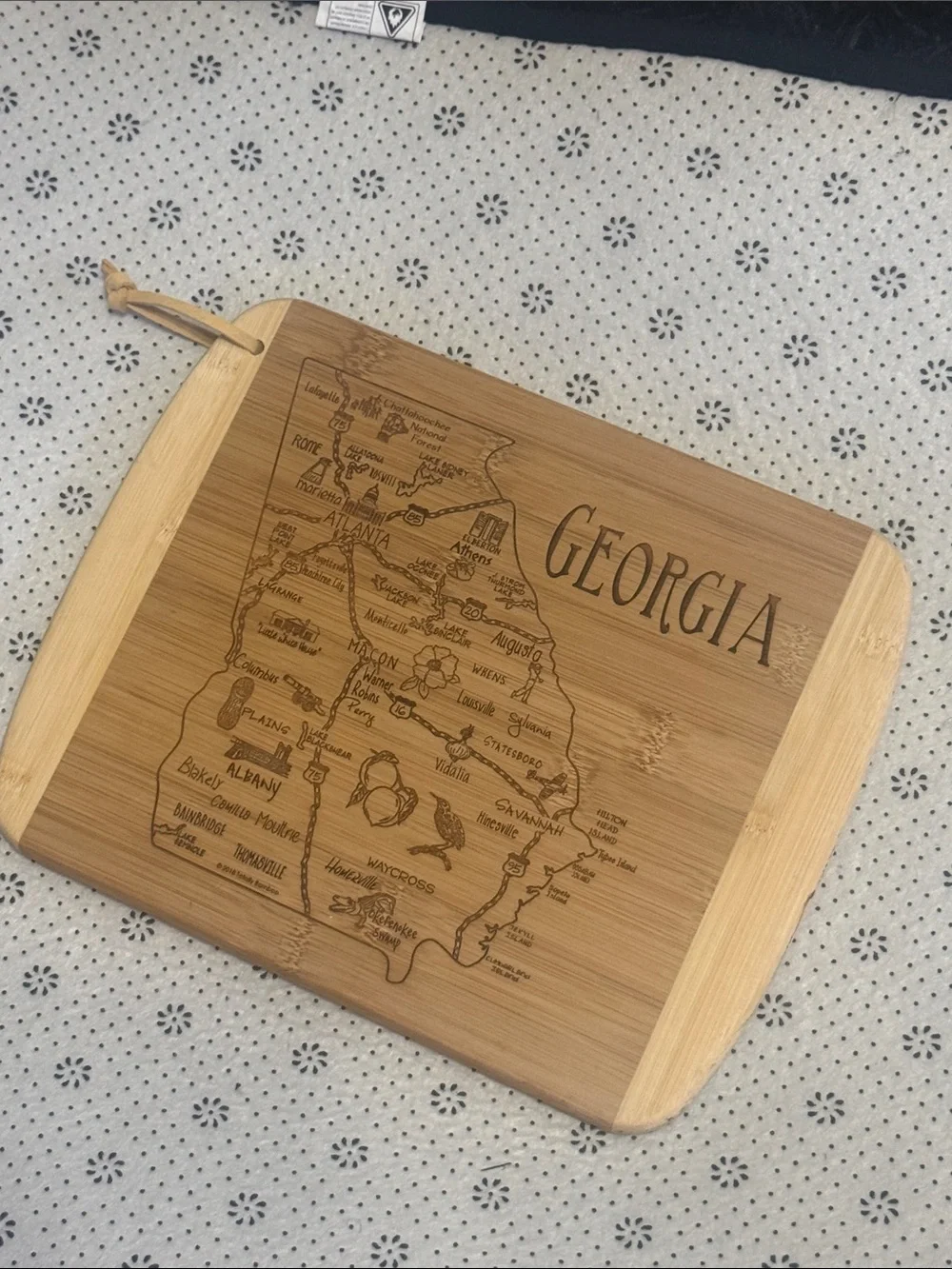 Georgia Bamboo Cutting/Serving Board - Engraved State Map